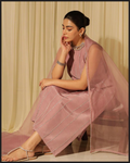 Dusty Rose Organza 3-Piece Suit with Crystal Embellishments