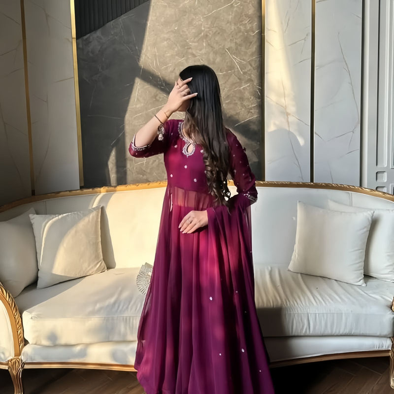 Magenta Chiffon Maxi Dress