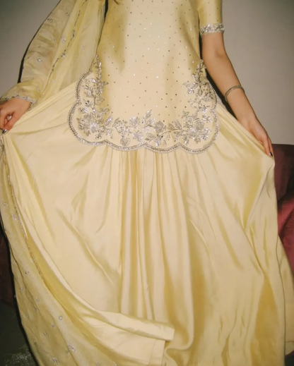 Pastel Yellow Embroidered 3-Piece Dress