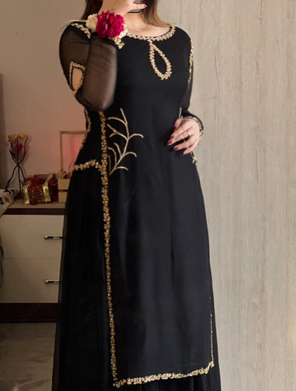 BLACK EBMROIDERED DRESS