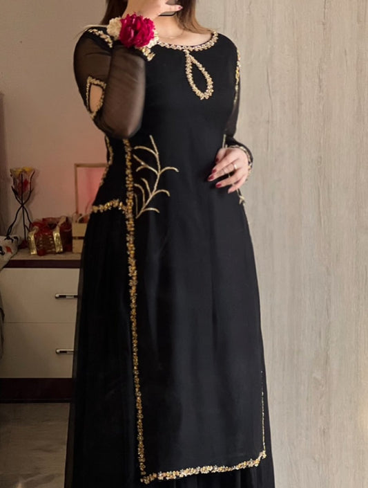 BLACK EBMROIDERED DRESS